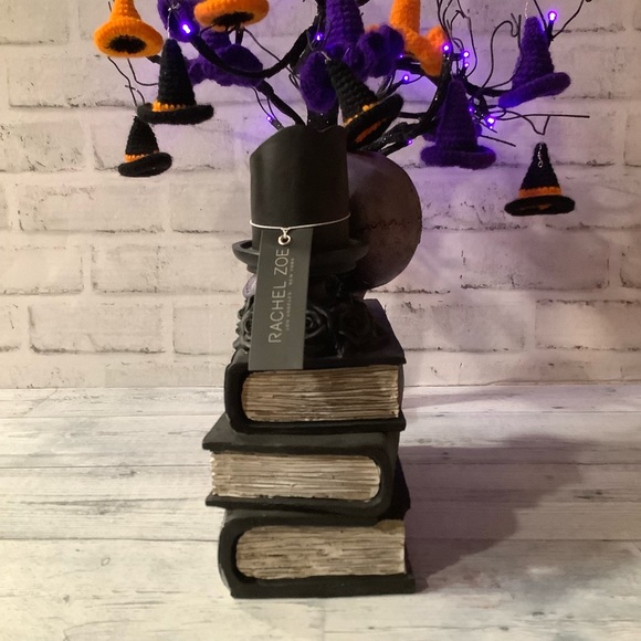 RACHEL ZOE 10in Metallic Skull On Book Stack - Picture 2 of 4